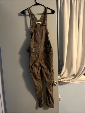 Brown Women's Plaid Overalls - Casual Relaxed Fit